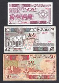 lotto banconote somalia 5-20-50 scellini