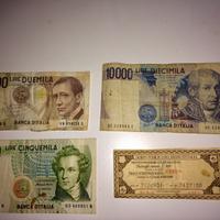 Lotto 4 banconote di carta lire /e 1 debito pubbl