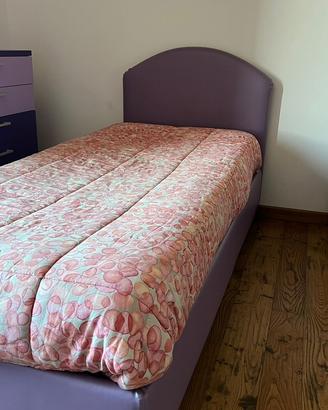 Letto singolo Flou  viola in pelle