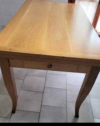 Tavolo rovere 160+40+40 massello con cassettino
