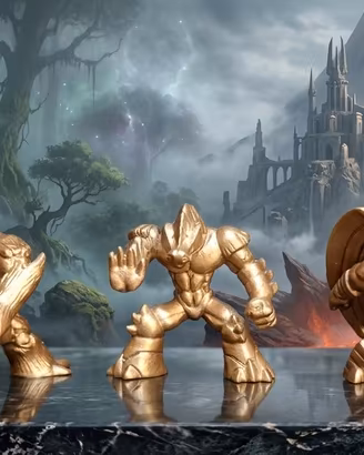 lotto 3 gormiti dorati/Gold edition