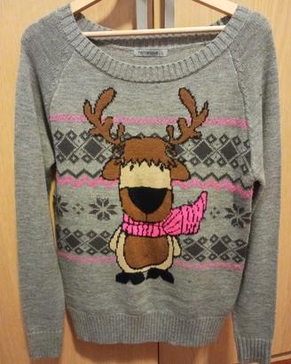 maglione Terranova grigio con renna. Tg L