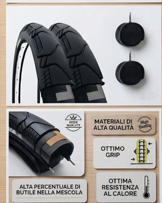 kit 2 Copertoni ecovelo 700x45C+2camerr d'Aria 