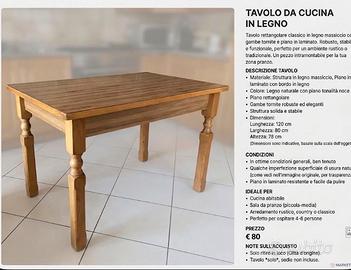 Tavolo da cucina in legno