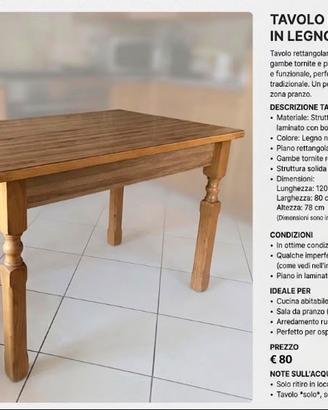 Tavolo da cucina in legno