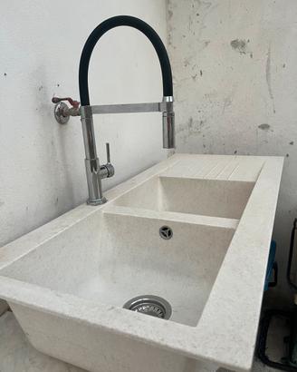 Lavello da cucina in resina da cucina + rubinetto