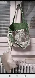 borsa bianca intreccciata