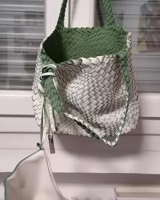 borsa bianca intreccciata