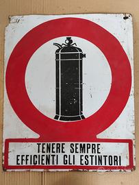 Cartello latta sulla sicurezza sul lavoro anni 30 