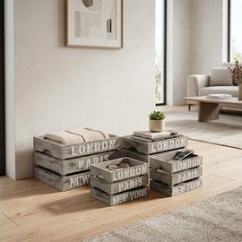 Set 4 Cassette Industriali in Legno Paulownia 42cm