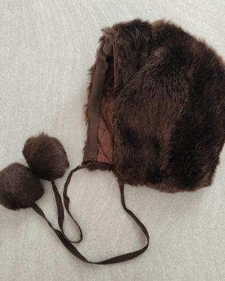 Cappellino vintage bimba in pelliccia sintetica 