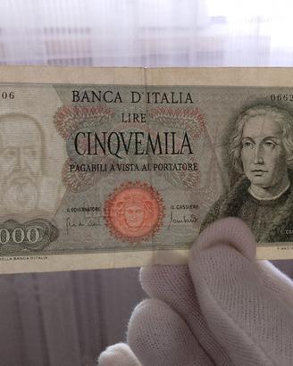 Banconota 5000 lire Colombo. 