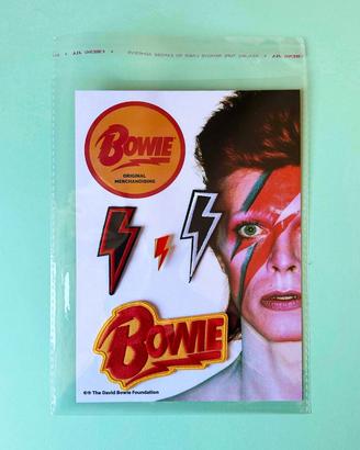 Set "David Bowie" spilla metallo + 3 patch ricamat