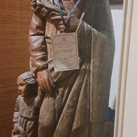 Statua  San Rocco con bimbo 1900 monoblocco legno