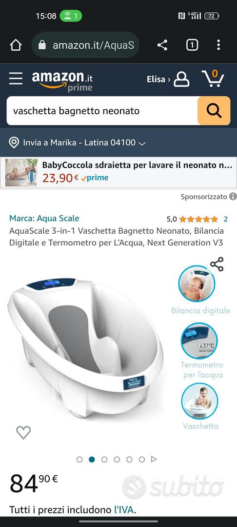 AquaScale 3-in-1 Vaschetta Bagnetto Neonato, Bilancia Digitale e Termometro  per L'Acqua, Next Generation