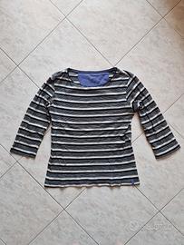Maglietta Vintage A Righe Maniche a ¾