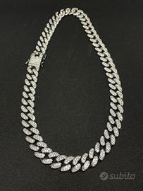 Collana Cuban Chain Iced Out - 18,5" / 12mm SILVER