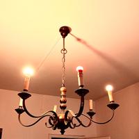 lampadario vintage a 6 luci ,Ottone