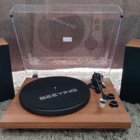 Giradischi in legno con bluetooth e altoparlanti