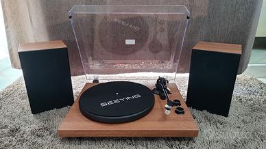 Giradischi in legno con bluetooth e altoparlanti