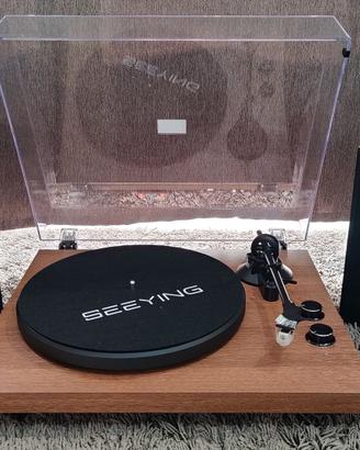 Giradischi in legno con bluetooth e altoparlanti