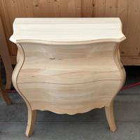 Comodino bombato 2 cassetti legno tiglio grezzo