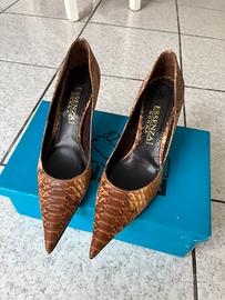 Scarpe décolleté in pelle di rettile