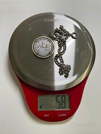 Ciondolo con Moneta e catena in Argento 835