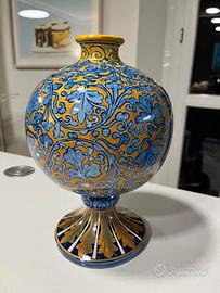 Vaso maiolica lustro Robbia Gualdo Tadino h31