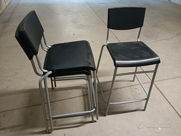 sgabelli alluminio e plastica nera