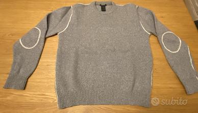 Maglione girocollo grigio lana madein italy tg M-L