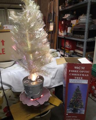 Albero di natale bianco a fibre ottiche cm 90.