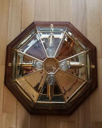 Plafoniera legno e ottone