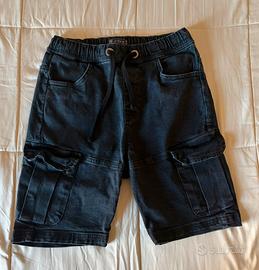 Pantaloncini Jeans Cargo Ombre Neri - Taglia M