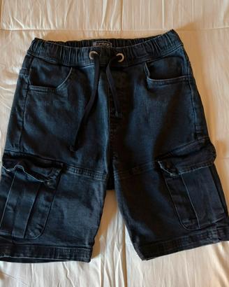 Pantaloncini Jeans Cargo Ombre Neri - Taglia M