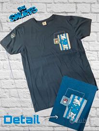 T-shirt dei Puffi unica al mondo, dipinta e cucita