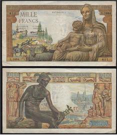 FRANCIA 1942-SUP banconota 1000 franchi #WEU