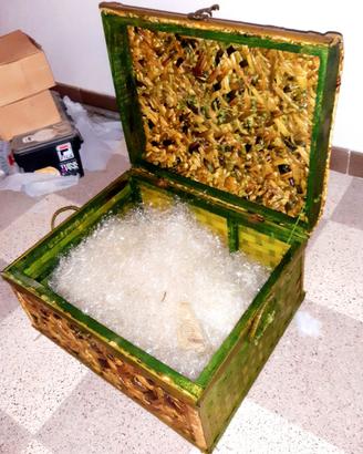 Forziere Cesta - Legno - Bordo verde