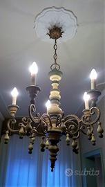 Set lampada a sospensione 2 applique in legno