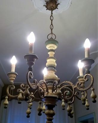 Set lampada a sospensione 2 applique in legno