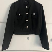 Giacca Motivi Nera Cropped Elegante taglia L