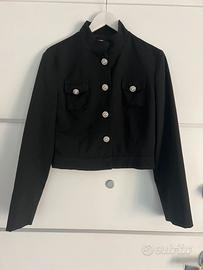 Giacca Motivi Nera Cropped Elegante taglia L