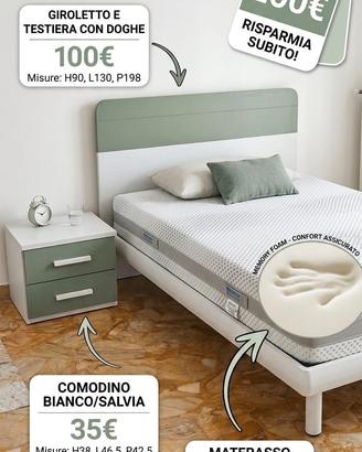 letto con materasso e comodino ragazzo