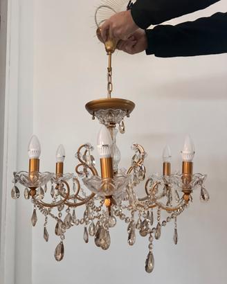 Lampadario classico in cristallo e ottone – 6 luci