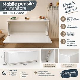 Mobile pensile contenitore bianco lucido con anta