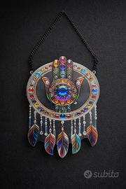 Mano Hamsa Mano di Fatima stile acchiappasogni 2D
