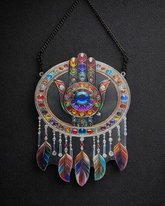 Mano Hamsa Mano di Fatima stile acchiappasogni 2D