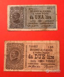 Due banconote del Regno d’Italia 1914