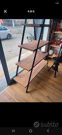 libreria mensola piramide legno e metallo