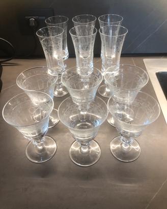 Servizio di calici e flut vintage